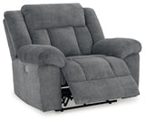 Signature Design by Ashley Tip-Off Casual Wall Hugger Power Recliner with Adjustable Headrest and USB Ports, Gray Signature Design by Ashley
