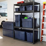 Rubbermaid Roughneck Tote 18 Gal, 6 Pack, Made in USA, Dark Indigo Metallic, Rugged Plastic Stackable Storage Bins with Lids and Handles Rubbermaid