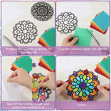 Gueevin 36 Sheet Mandala Window Clings Color Your Own Stained Glass Window Cling Arts and Crafts DIY Kit with Colorful Cotton Paper Contact Paper Crafts for Adults Kid Teen, 6 x 6 Inch Gueevin