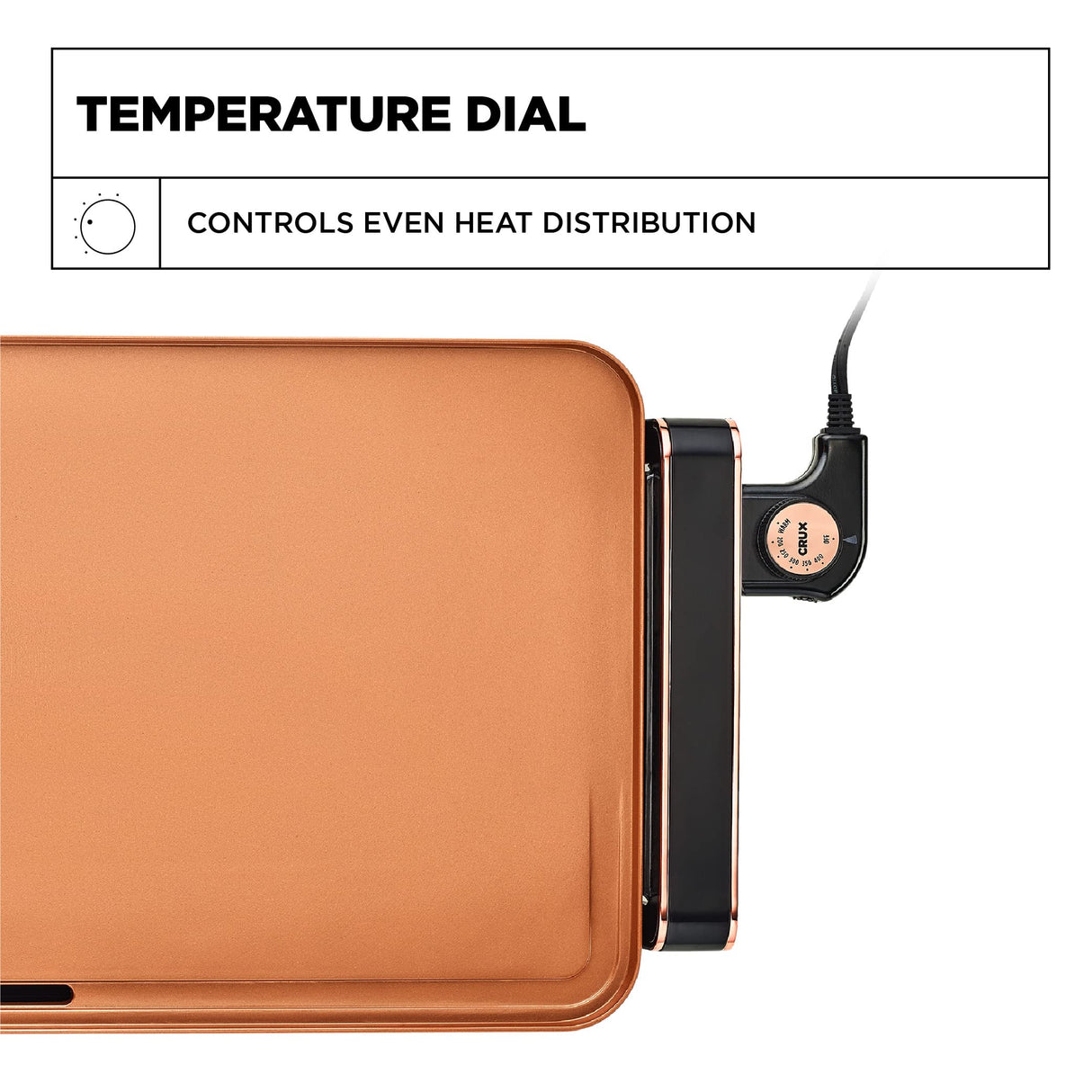 CRUX Electric Griddle with Nonstick Ceramic Coating, Cool-Touch Handles, and Slide-Out Drip Tray - Indoor Grill for Breakfast, Eggs, Pancakes, and Burgers Crux