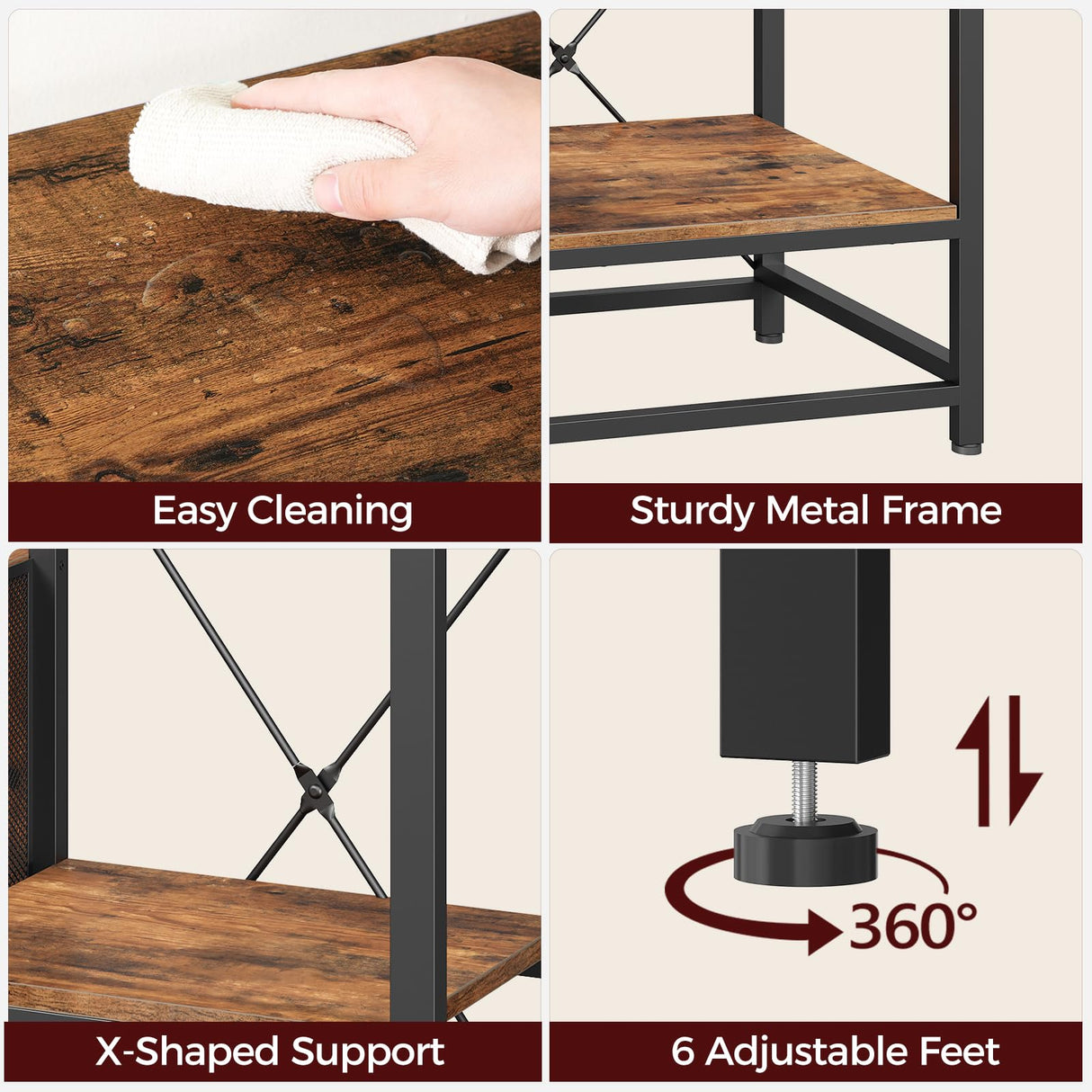 MAHANCRIS 20-37 Gallon Fish Tank Stand, Aquarium Stand with Power Outlet and Storage Cabinet, Heavy Duty Tank Stand Suitable for Turtle Tank, Reptile Terrarium, for Home Office, Rustic Brown FTHR40E01 MAHANCRIS