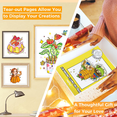 Ohuhu Double-Sided Bleedproof Coloring Book for Alcohol Markers - 4 Sets of 8"x10" Coloring Books - 160 Stress-Relieving Animal Mandala Flower Dessert Portrait Designs for Adults and Teens Ohuhu