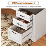 SEDETA Office Desk with 3 Drawers, 55" Executive Computer Desk with Storage Drawers, Farmhouse Desk with Power Outlet for Home Office, White SEDETA