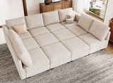 Belffin Oversized 12 Seat Modular Sectional Sleeper Sofa Convertible Sleeper Sofa with Storage Seat Large Corduroy Modular Sectional Couch for Living Room Beige Belffin