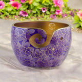 Hind Handicrafts Premium Solid Crafted Floral Metallic Finish Aluminium Portable Yarn Bowl Holder for Knitting Crochet Christmas Gift Set (6" x 6" x 4", Purple) Hind Handicrafts