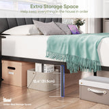 Welzona Queen Bed Frames with Headboard, LED Lights Queen Size Bed Frames with Charging Station, Sturdy and Noise-Free, Storage Space Under Bed, No Box Spring Needed, Brown Welzona