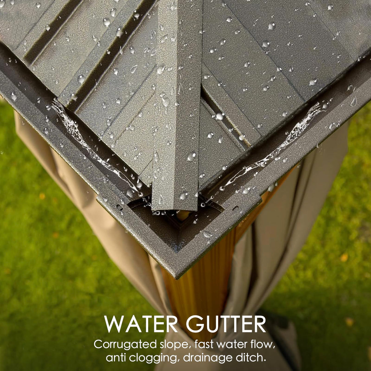 Kozyard Apollo 12’x14’ Hardtop Gazebo, Wooden Coated Aluminum Frame Canopy with Galvanized Steel Double Roof, Outdoor Permanent Metal Pavilion with Netting for Patio, Deck and Lawn (12ft x 14ft) Kozyard