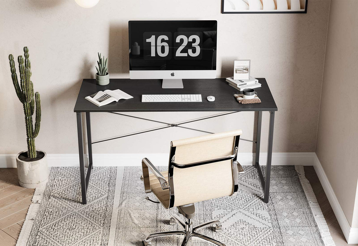 Cubiker Computer Desk, 47 inch Small Home Office Desk for Small Spaces, Modern Simple Style for Home, Office, Dark Black Cubiker
