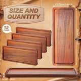 Skylety 15 Pack Solid Wood Serving Tray Large Acacia Party Server Platter Rectangular Charcuterie Board with Grooved Handle for Home kitchen Cheese Skylety