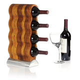 Nambe Curvo Wine Rack | Wooden Wine Rack for Countertop | Wine Bottle Stand for Home Décor | Made of Acacia Wood and Silver Alloy | Designed by Steve Cozzolino Nambe
