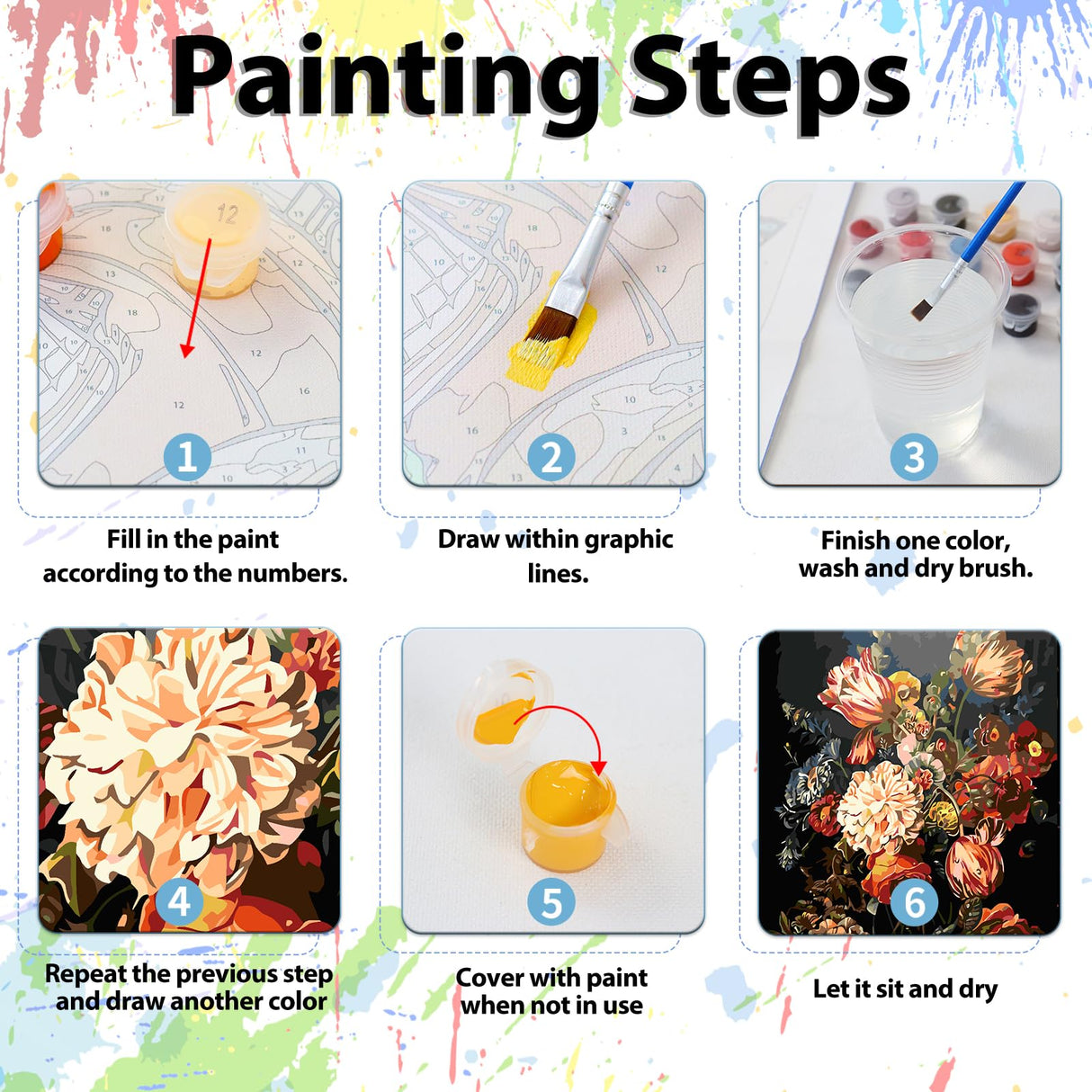 Flower Paint by Numbers Kit for Adults, Flower Paint by Numbers Kit for Adults Beginner, Adult Paint by Number Kits for Gift Home Decor 16''W x 20''L hkejoi