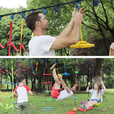 Craft Ninja Warrior Obstacle Course Accessories Kids Outdoor Play - 7pc Rings, 2pc Swing Trapeze Wheels & 2pc Monkey Bars Rainbow Craft
