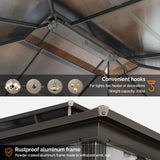 VINGLI 10’ x 13’ Outdoor Hardtop Gazebo Polycarbonate Double Roof Canopy Aluminum Frame Pavilion with Curtains and Netting Patio Gazebo Pergola VINGLI