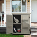 Outdoor Storage Cabinet & Potting Bench Table with Metal Top, Wooden Patio Furniture, Garden Workstation (Accent Grey, 36x31x17in) SoliWood