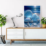 bleihum Seashell Diamond Painting Kits for Adults-Beach Diamond Art for Adult,Seashell Gem Painting Crafts Home Wall Decor,DIY 5D Gem Art Seashell Perfect for Relaxation(12x16 Inch) bleihum