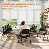 FYLICA Stackable & Foldable Office Chair Set of 2, Folding Desk Chair with Flip-Up Armrest, Breathable Mesh, Thick Seat Cushion & Rocking Backrest, Conference Room Chair with Wheel (Black) FYLICA