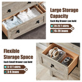 T4TREAM Farmhouse 7 Drawers Tv Stand, Wood Rustic , Storage Dressers Organizer for Bedroom, Living Room,Hallway, Light Rustic Oak T4TREAM