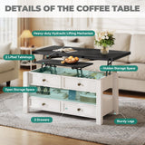 YITAHOME Lift Top Coffee Table, Multi-Functional Convertible Coffee Table with Drawers and Hidden Storage, Dining Table for Living Room, Home Office YITAHOME