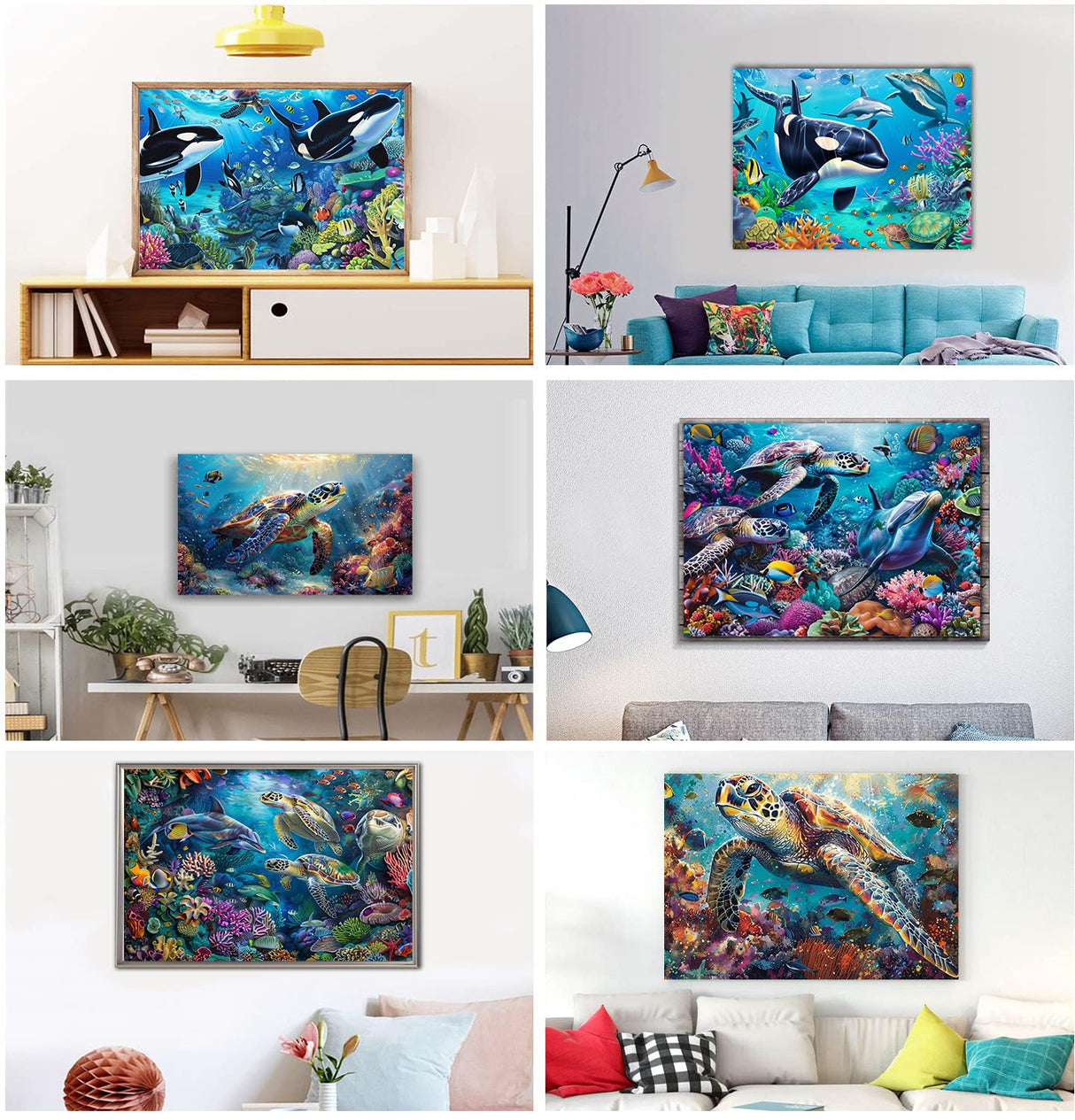 DOTSOPS Diamond Painting Kits Art Adults Painting Kit Crafts DIY 5D Diamond Art Packs Kits Full for Adults Beginner Home Wall Decoration Gift 11.8x15.7 Inches (6 Pack Turtle Dolphin) DOTSOPS