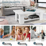 Tangkula 2-Tier Coffee Table, Modern Rectangular Center Cocktail Table with 5 Support Legs, Wooden Accent Living Room Furniture, Small Coffee Table for Small Spaces, Easy Assembly (White) Tangkula