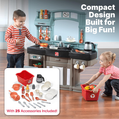 Step2 Best Chefs Kids Kitchen Playset, Indoor/Outdoor Kitchenette, Interactive Play with Lights and Sounds, Made of Durable Plastic, Includes 25 Piece Toy Accessories, For Toddlers 2+ Years Old Step2