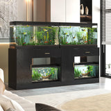 Saudism 40 Gallon Fish Tank Stand, 29 -50 Gallon Aquarium Stand, Black Tank Stand, Fish Tank Table with Drawer and Cabinet, Sturdy and Durable Saudism