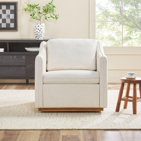 Walker Edison Nash Modern Farmhouse Linen Swivel Accent Chair, Cream Walker Edison
