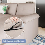 Shintenchi 110" Sectional Couches for Living Room,4 Seat U Shape Modular Couch with Thick Cushion & Soft Backrest,Upholstered Sofa Couch with Double Chaise,Beige Shintenchi