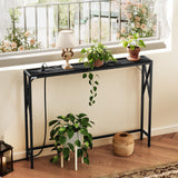 MAHANCRIS Sofa Table with Charging Station, 39.4” Console Table, Narrow Entryway Table, Slim Hallway Table, Retro Couch Table, for Entrance, Foyer, Living Room, Hallway, Black CTHB151E01 MAHANCRIS