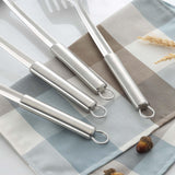 Pleafind 4-Pcs Cooking Utensils Set, Stainless Steel Kitchen Utensils, Wok Utensils Set Include Wok Ladle, Slotted Spoon, Wok Spatula and Slotted Spatula, Dishwasher Safe Pleafind