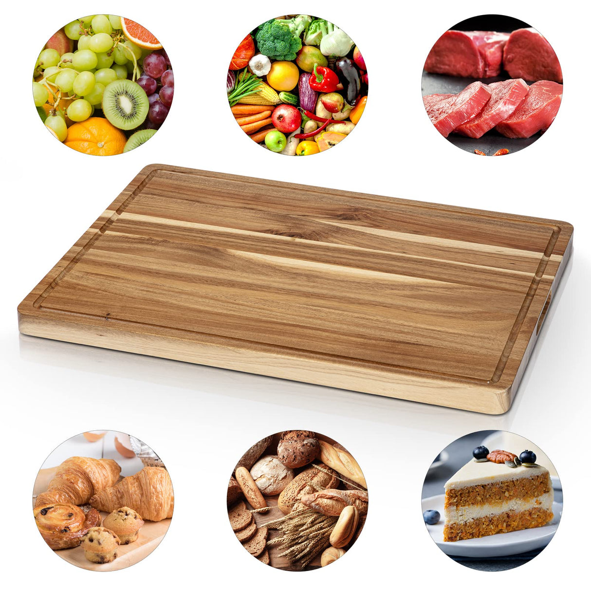 24 x 18 Inch Large Acacia Wood Cutting Board, Extra Large Kitchen Cutting Board with Juice Slot, Thick Solid Wood Cutting Board, Butcher Block, GAOMON