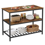 VASAGLE Industrial Kitchen Island with 3 Shelves and Large Worktop in Rustic Brown and Black VASAGLE