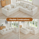 110''Modular Sectional Couches for Living Room, Cloud Boneless Compressed Sectional Sofa, Oversized L Shaped 5 Seater Upholstered Memory Foam Sofa, No Assembly, Chenille Beige WUTUTUEE