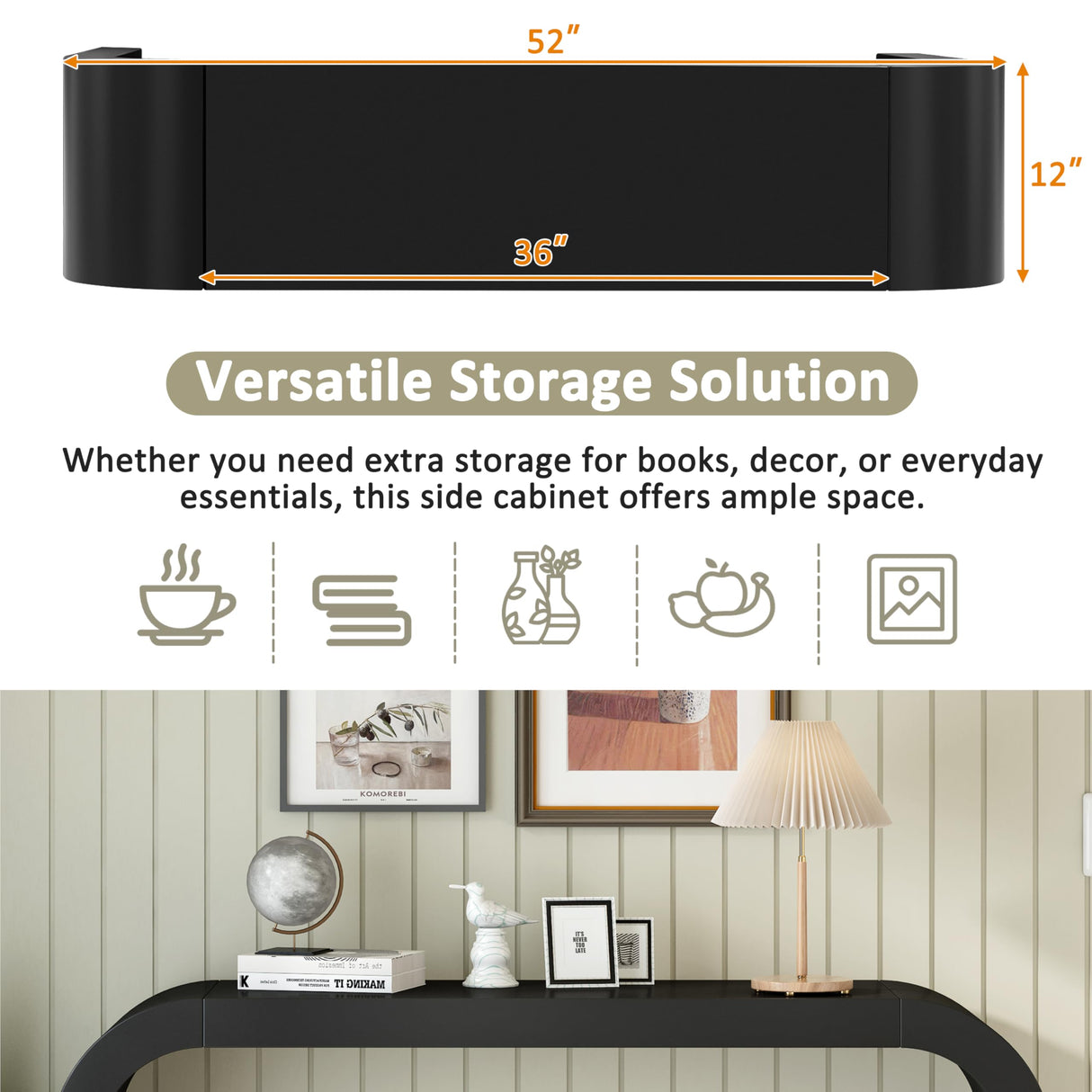 Modern Minimalist Console Table,Elegant and Versatile Design,Perfect for Living Room, Hallway, and Bedroom,Sturdy and Stable Frame,Black JIJIWANG