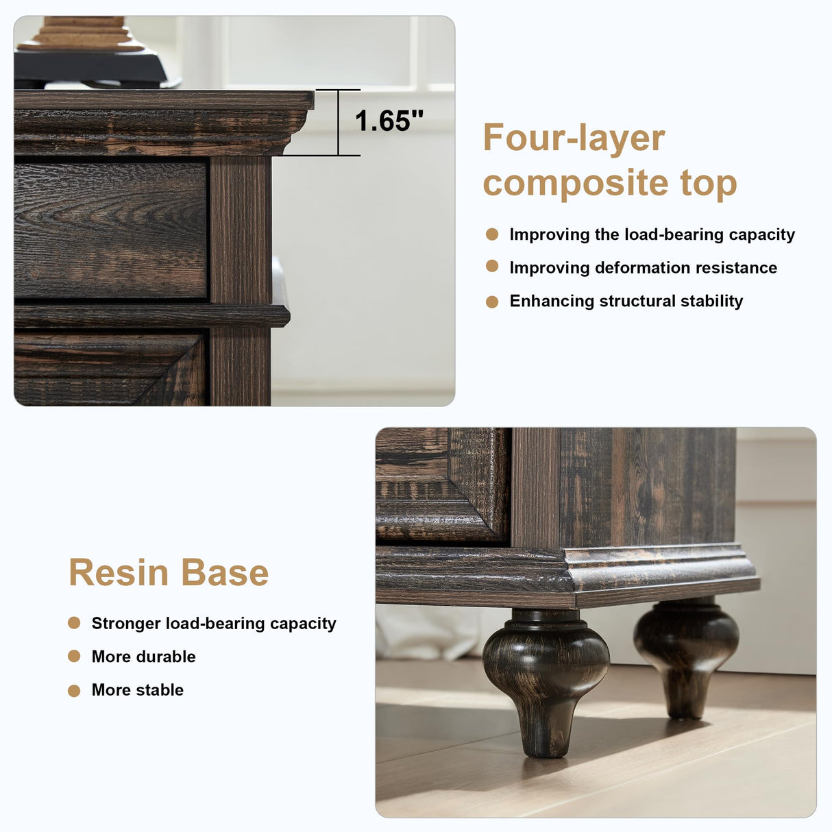 Yechen Farmhouse 9 Drawer Dresser for Bedroom - 47" Wide Modern Chest of Drawers, Rustic Thickened Wooden Dressers, Dressers Organizer for Living Room, Bedroom, Hallway Yechen