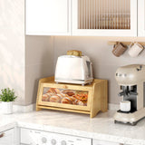 JANSNIMEN Bread Box for Kitchen Countertop, Large Bread Container Storage, Wooden Farmhouse Bread Box with Window Bread Holder (Natural Bamboo) JANSNIMEN