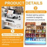 SDMY Reception Desk with Counter for Retail & Checkout,Modern Front Desk Reception Room Table with Outer Display Rack, 47.7 inch Retail Counter with Lights for Market, Office, Fruit Shop,White SDMY
