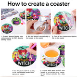 CEUHROG 6 Pcs Diamond Paintings Coasters Kits with Holder, DIY Halloween Coaster Diamond Art Kits,Full Drill Rhinestone Painting Kits for Adults Ki,Beginners Art Craft Supplies CEUHROG