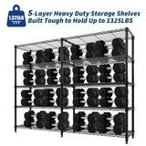 Garvee 70" H Storage Shelves L-Shaped Shelving Unit, 5-Tier Metal Shelves 1325 LBS Capacity, Heavy Duty Wire Shelving Storage Rack with Adjustable Shelf for Kitchen Pantry Bedroom Corner Garvee