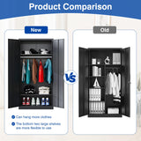 BYNSOE Metal Storage Cabinet 72'' Metal Locker with Locking Metal Storage Locker with hanging rod for Office Hospital Require Assembly (Black) BYNSOE