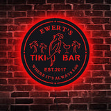 Custom Tiki Bar Neon Sign, Personalized Your Name Est Year Theme Tiki Bar Home LED Neon Sign, Housewarming Gift, Backyard Patio Sign, Kitchen Bar Coffee Garden Door Shop Man Cave Decor, Parrot souleather