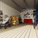 EASYHAWK 10 x 14 FT Outdoor Storage Shed, Metal Waterproof Storage Shed Steel Utility Garden Tool Shed with Door & Lock Outdoor Storage,All-Weather Shelter for Bike, Gardening Tools, Lawn Mowers EASYHAWK