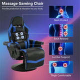 IBXFO Massage Gaming Chair for Adults, Heavy Duty Reclining Office Chair with Footrest, Adjustable Backrest and Cup Holder, Black Blue IBXFO