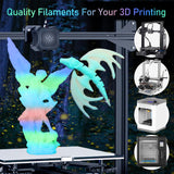 MIKA3D Glow in Dark PLA 3D Printer Filament Bundle, Glowing in Dark Fluorescent Green, Blue, Purple, Rainbow, Each Spool 0.25kg, 4 Spools, Total 1KG Dark Fluorescent PLA Multicolor Packed 250g X 4 MIKA3D