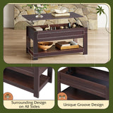 WLIVE Coffee Table, 39" Lift Top Coffee Table with Hidden Compartment, Storage Shelf and Lifting Top for Home Living Room, Office and Bedroom, Red-Brown WLIVE