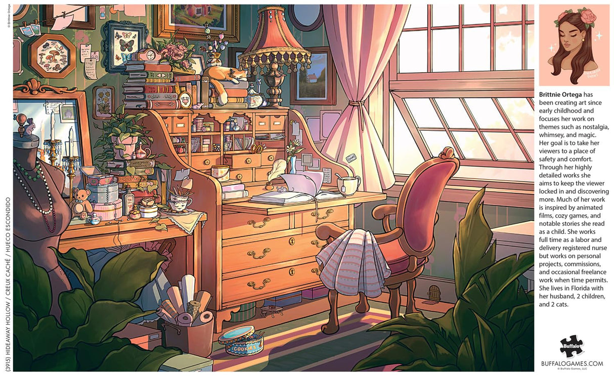 Buffalo Games - Brittnie Ortega - Hideaway Hollow - 500 Piece Jigsaw Puzzle for Adults -Challenging Puzzle Perfect for Game Nights - Finished Size is 21.25 x 15.00 Buffalo Games