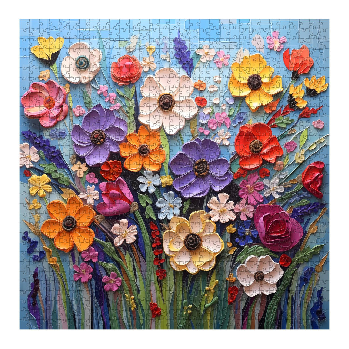Colorful Flower Puzzles for Adults, Mosaic Plant Floral Puzzle Art, Spring Flower Garden Jigsaw Puzzles 1000 Pieces Painting PICKFORU