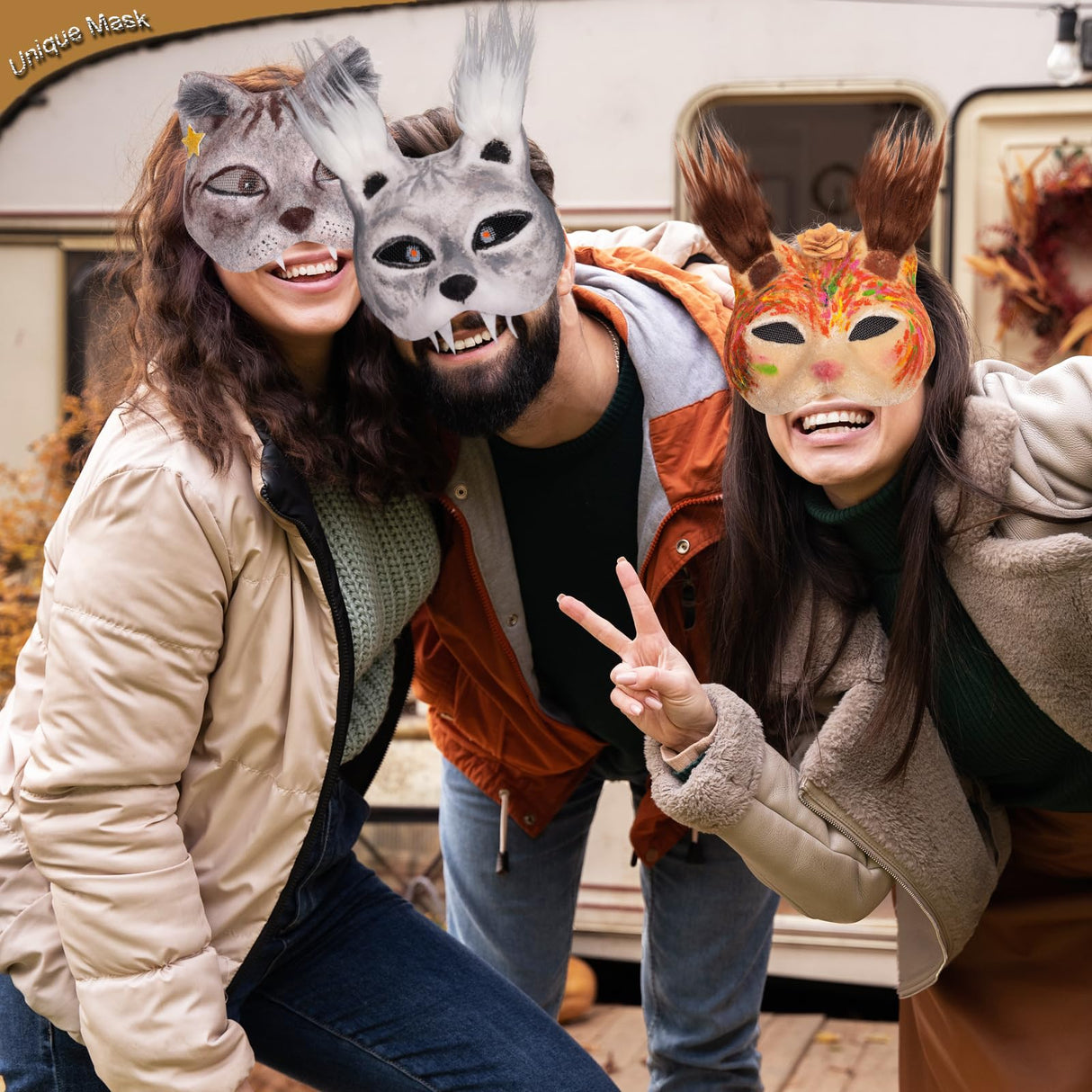 OPPKIE Cat Fox Therian Masks 6PCS with Felt Furs Eye Meshes and Stars, Costume Furry Masks to Paint, Animal Mask Arts Crafts Kit, Dress Up DIY for Halloween Christmas Cosplay Party Interaction OPPKIE