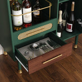 ARTPOWER Modern Coffee Bar Cabinet with Wine Glass Rack and Drawers, Green Liquor Cabinet with Pull-Out Wine Storage for Kitchen, Dining Room, Living Room ARTPOWER