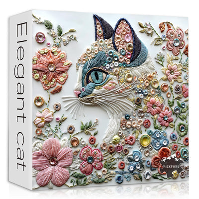 Impossible Cat Puzzles for Adults 1000 Pieces，PICKFORU Kitten Flower Puzzle Unique Art, Beauty Animal Kitty Cat Jigsaw Puzzle Floral, Colorful Hard Challenging Puzzle